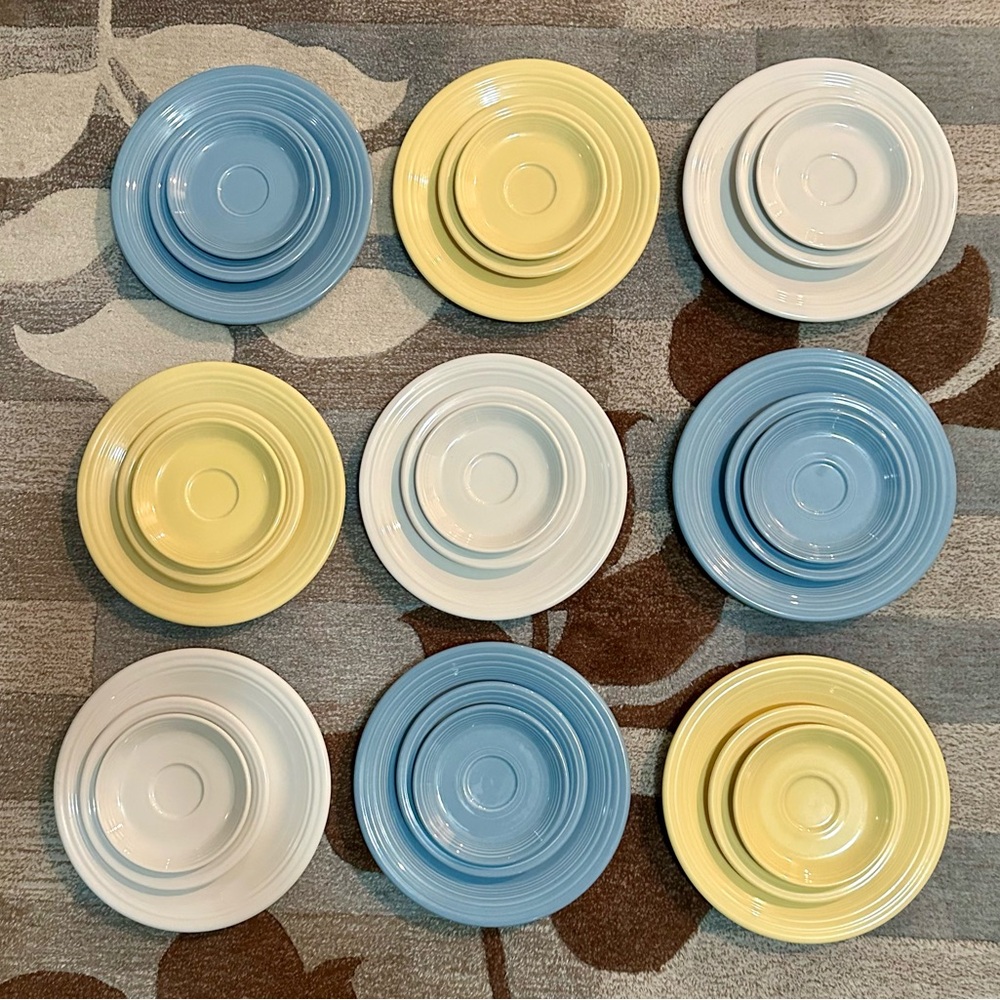 Fiestaware 3 Piece Place Setting  1 each 10.5” Dinner 7.25” Salad & 6” Bread
